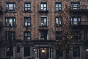 apartments front view with multiple windows